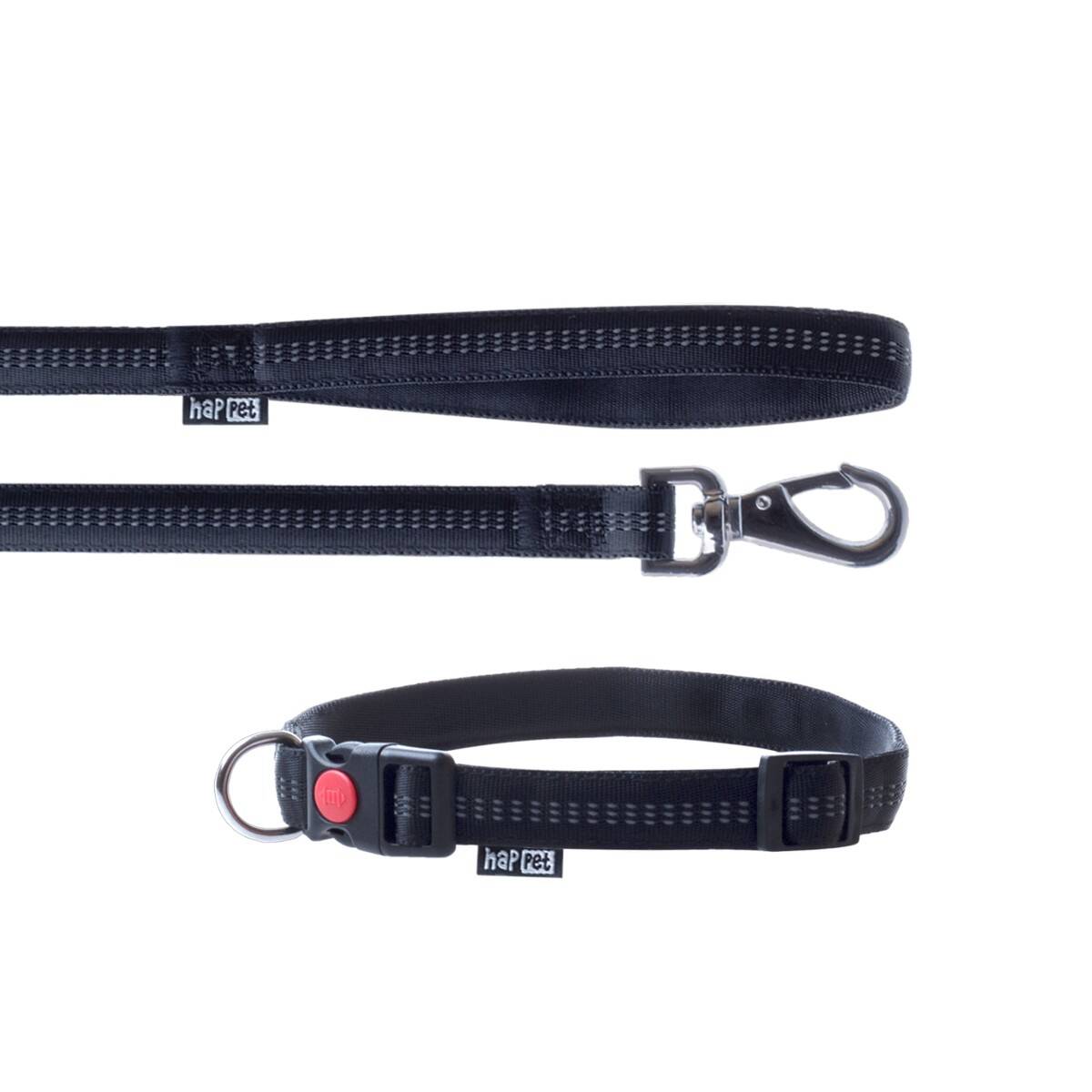 Nylon L Leash & Collar Set / Soft Style / Black - Happet JR43