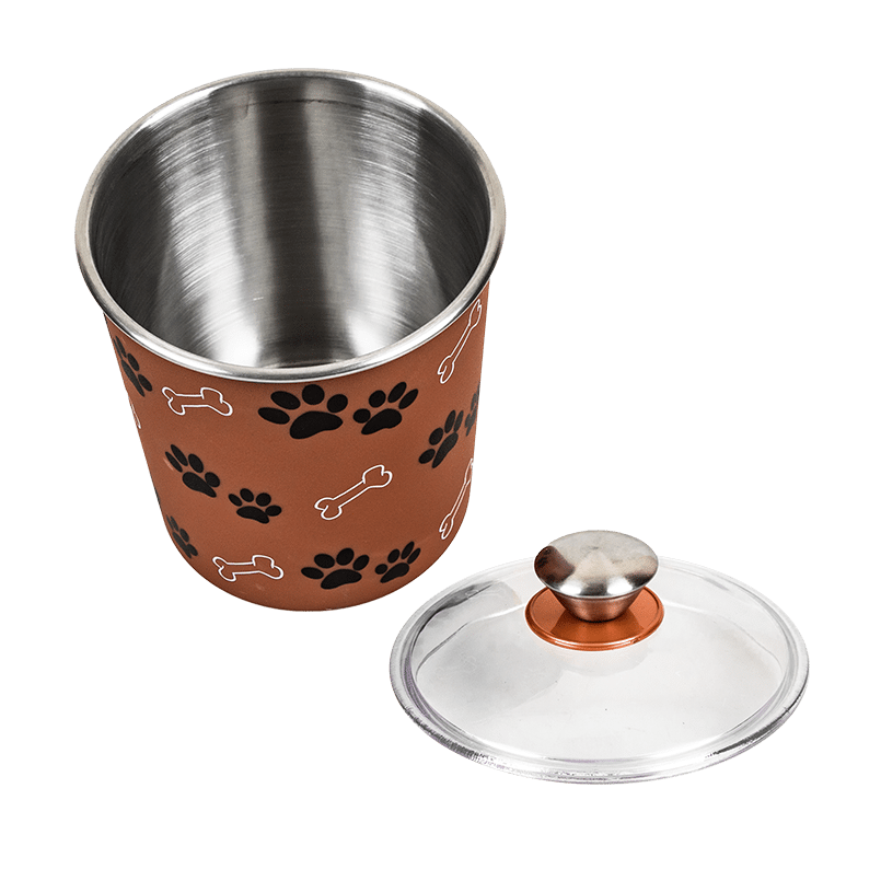 Stainless steel dog outlet food container