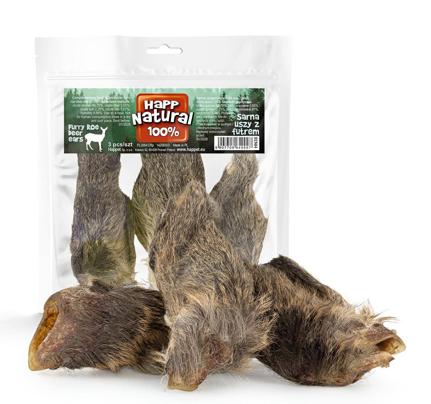 Furry Roe Deer Ears 3 pieces