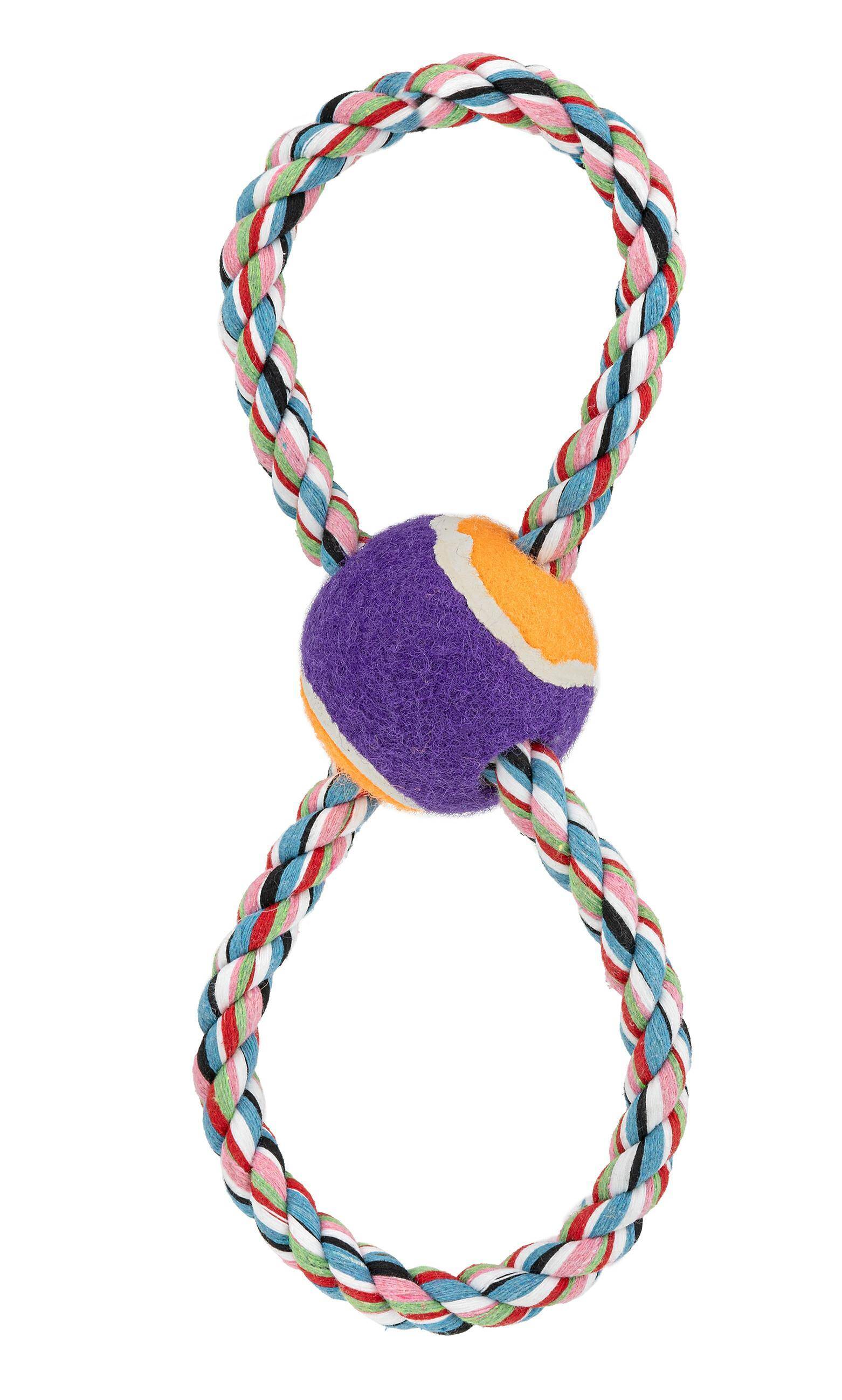 Rope Toy / Eight with Tennis Ball - Happet Z699 - 28cm