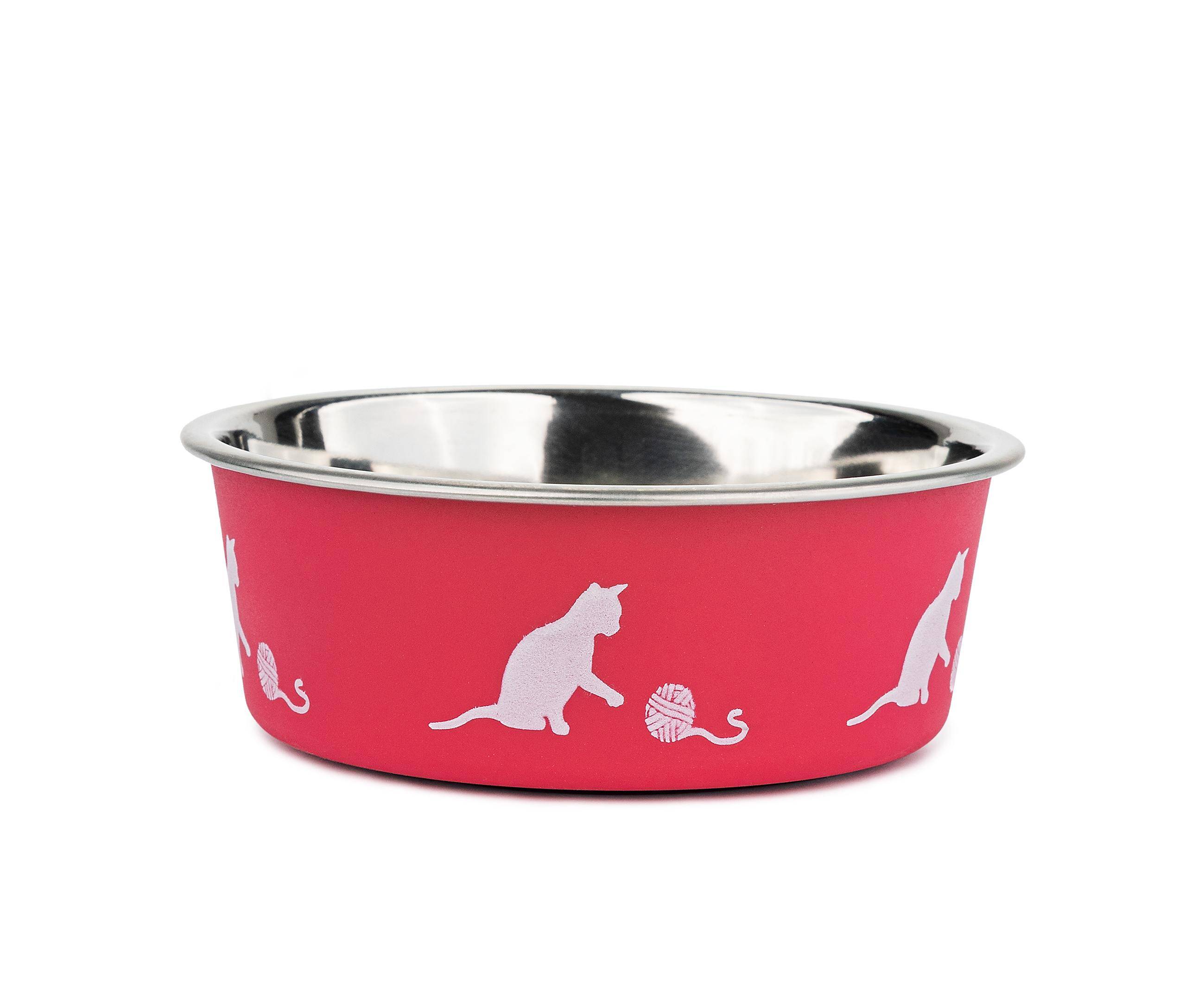 Cat Bowl 0,24L - Stainless Steel / Pink & White - Happet