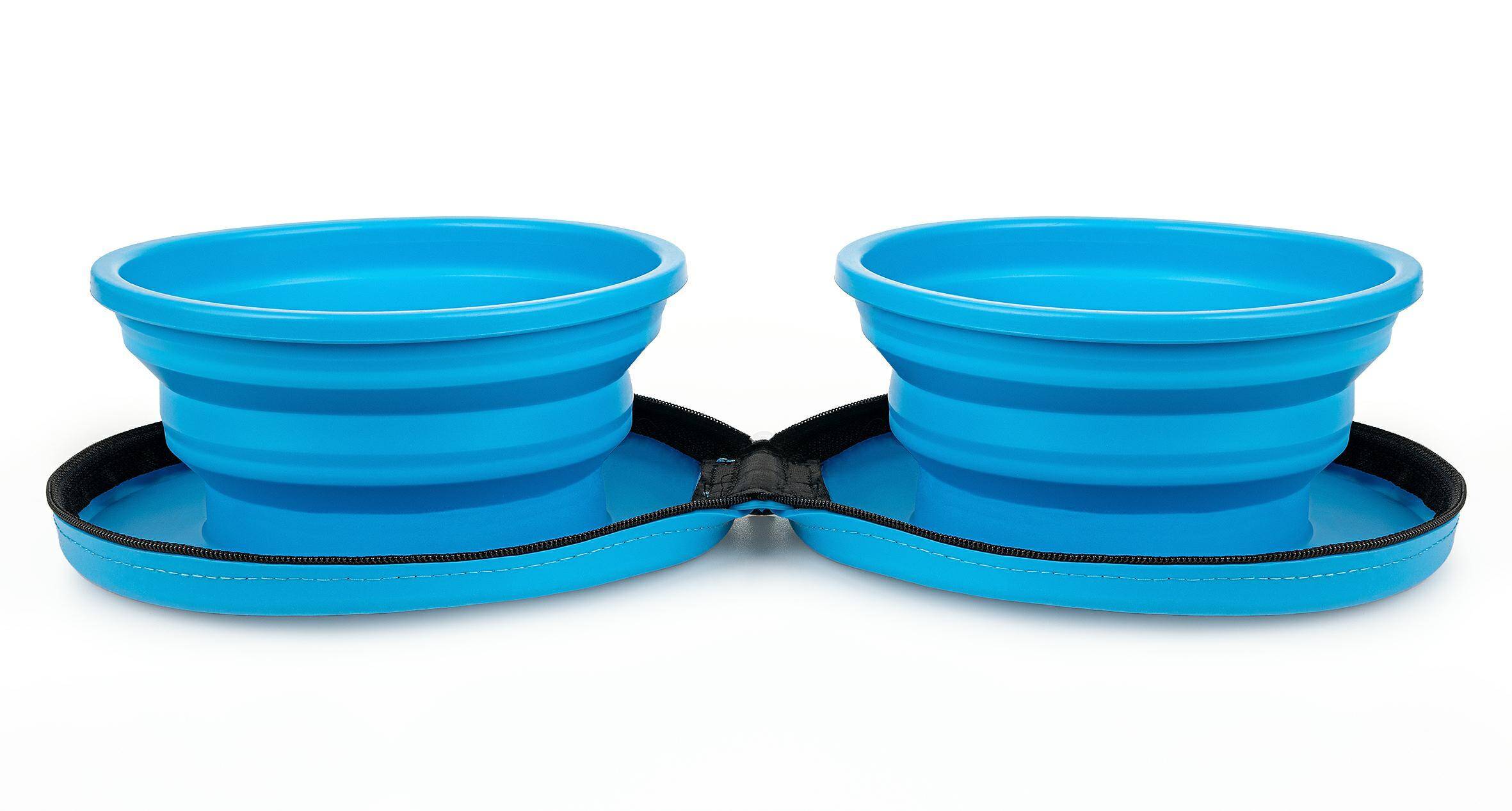 Double collapsable bowl w/zipper 2x0,7l blue (Photo 4)