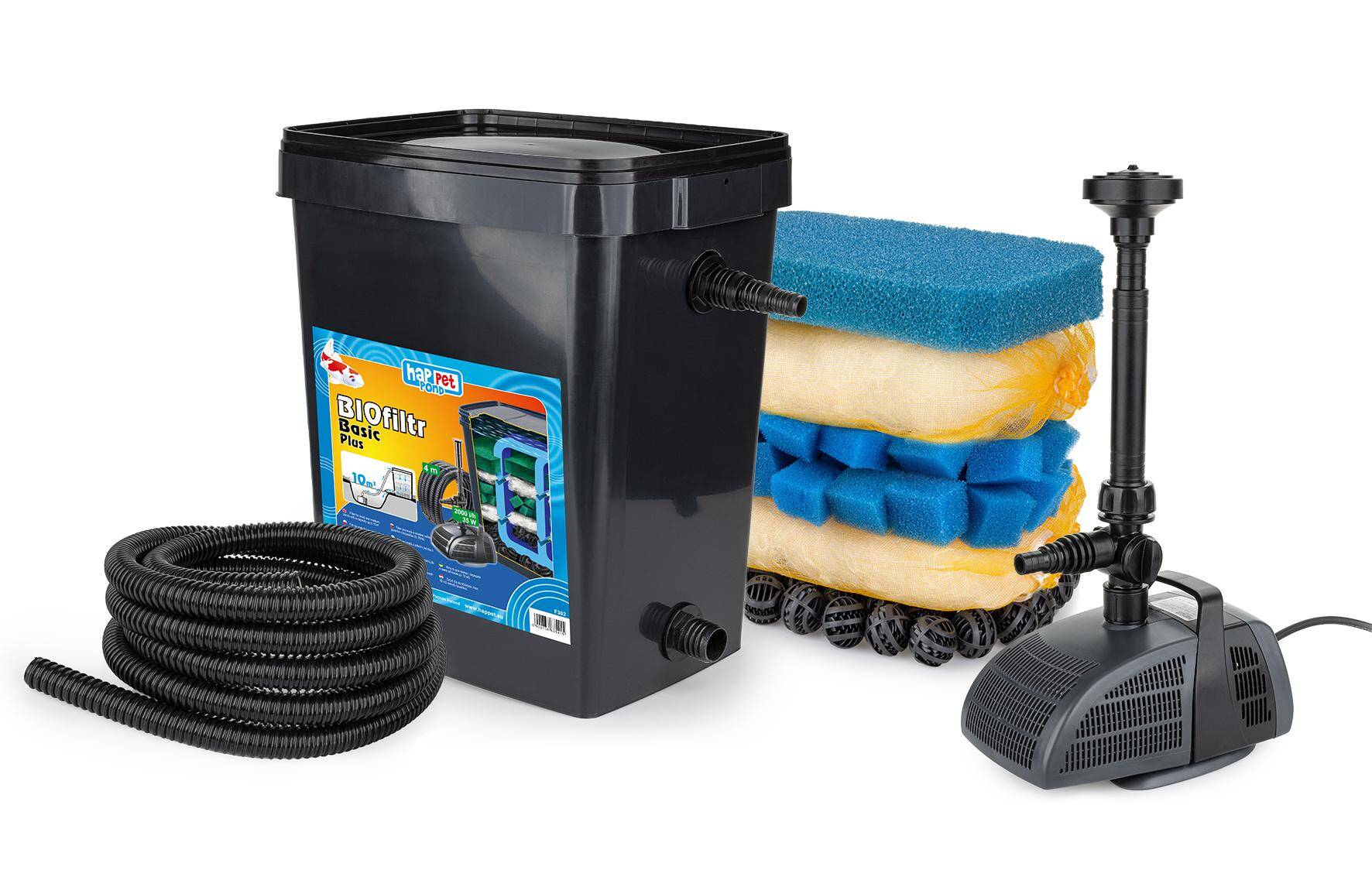 BIOfilter Plus set with pump 2000L/h and spiral hose