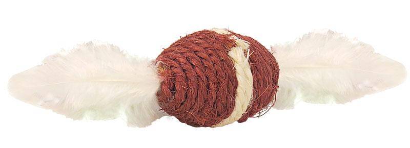 Sisal Cat Toy / Brown Ball & Feathers - Happet