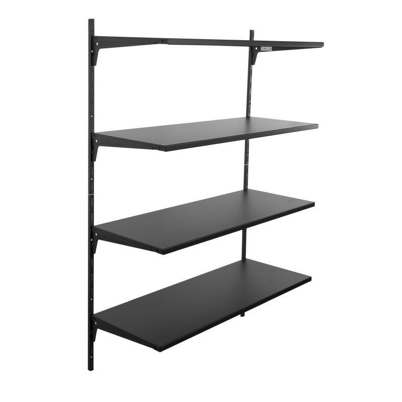 Regał wiszący ścienny metalowy loft PRO 4 półki 80cm o gł. 20 cm czarny mat