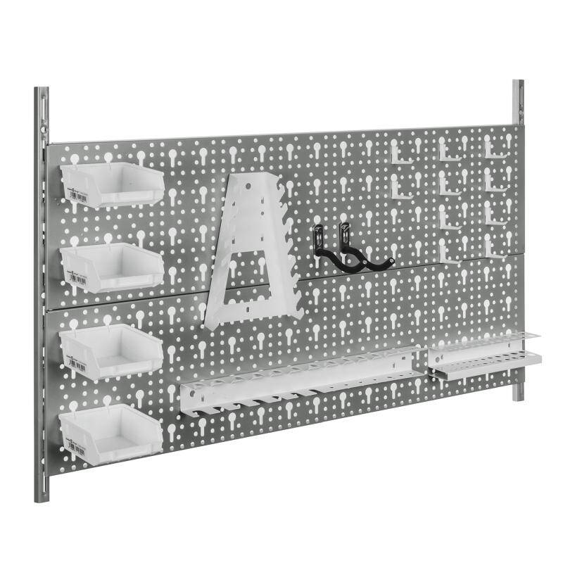 Tablica narzędziowa ścianka warsztatowa metalowa Kit2 80x40cm srebrna