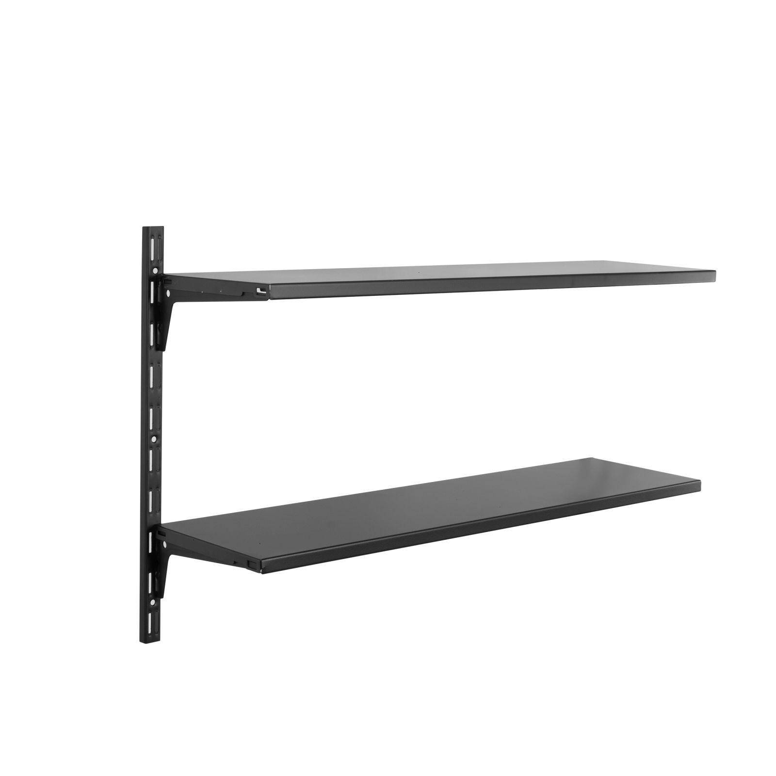 Regał ścienny dostawka Pro 2 półki 80cm o gł. 30 cm czarny mat