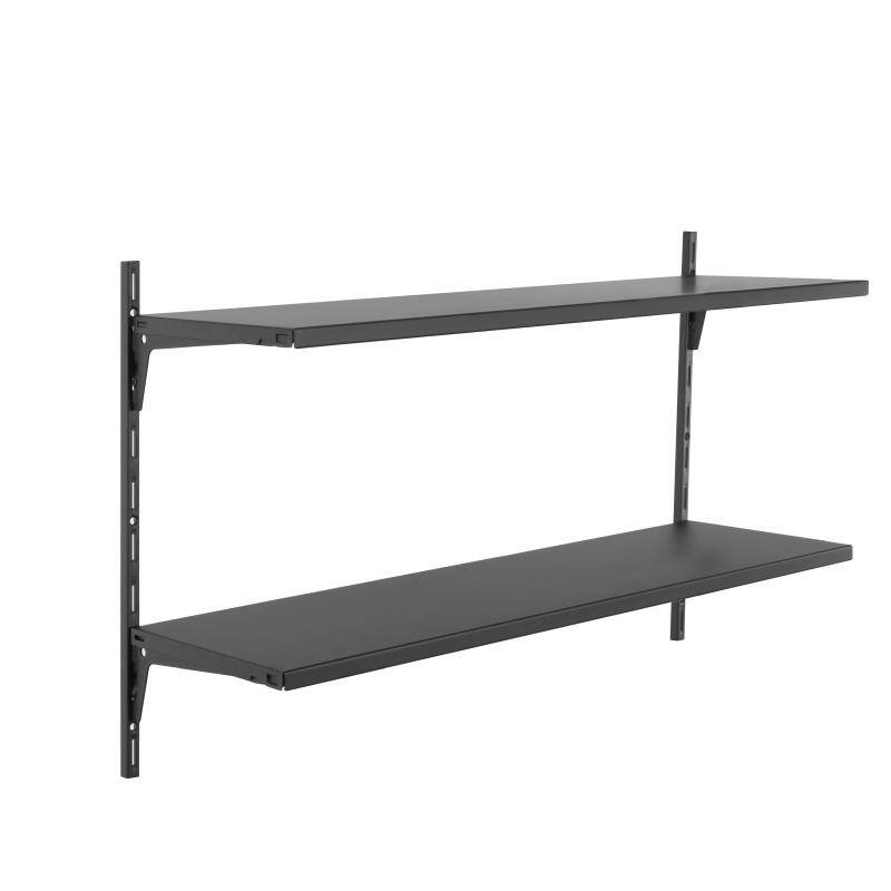 Regał wiszący ścienny metalowy loft Pro 2 półki gł. 20 cm czarny mat