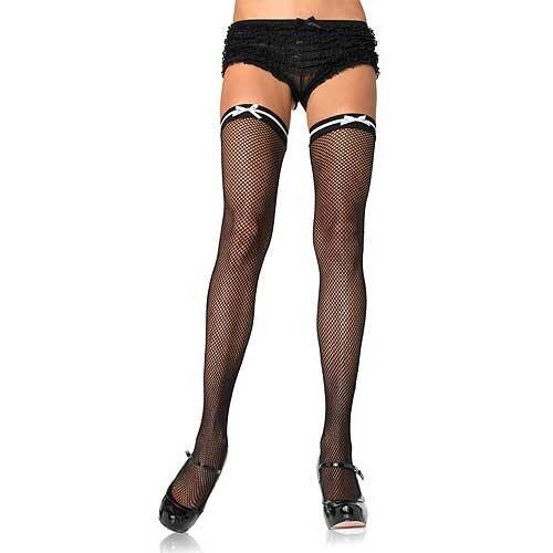 Fishnet Thigh Highs With Contrast BL OS
