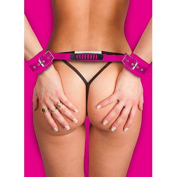 OUCH! ADJUSTABLE LEATHER HANDCUFFS PINK