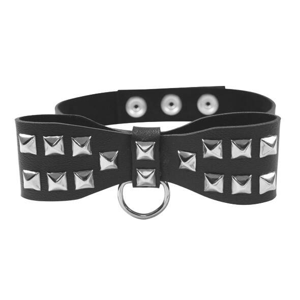 S&M STUDDED BOW TIE COLLAR