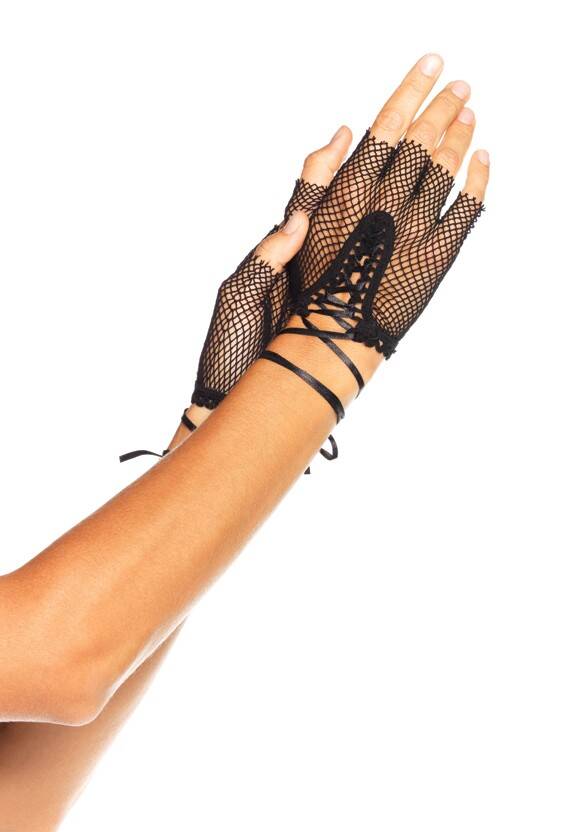 LA FISHNET FINGERLESS O/S BLACK