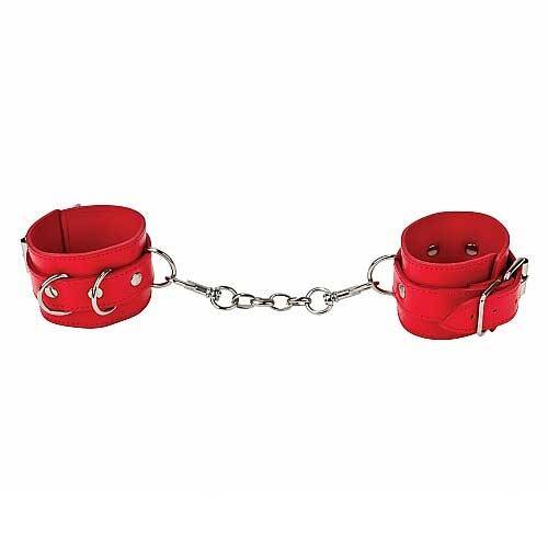 OUCH! LEATHER CUFFS RED