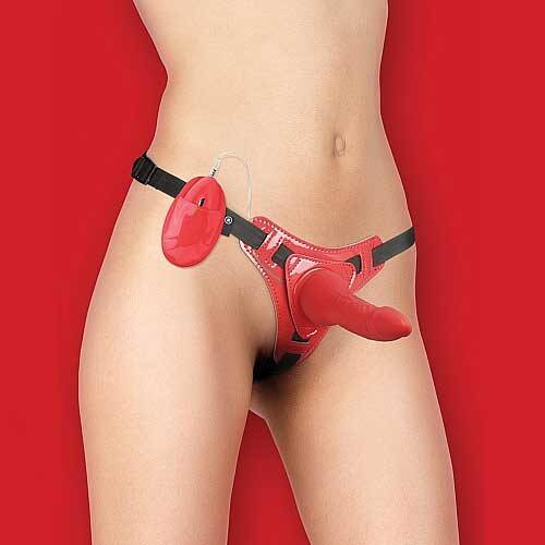 OUCH! VIBRATING PLEASURE STRAP-ON RED