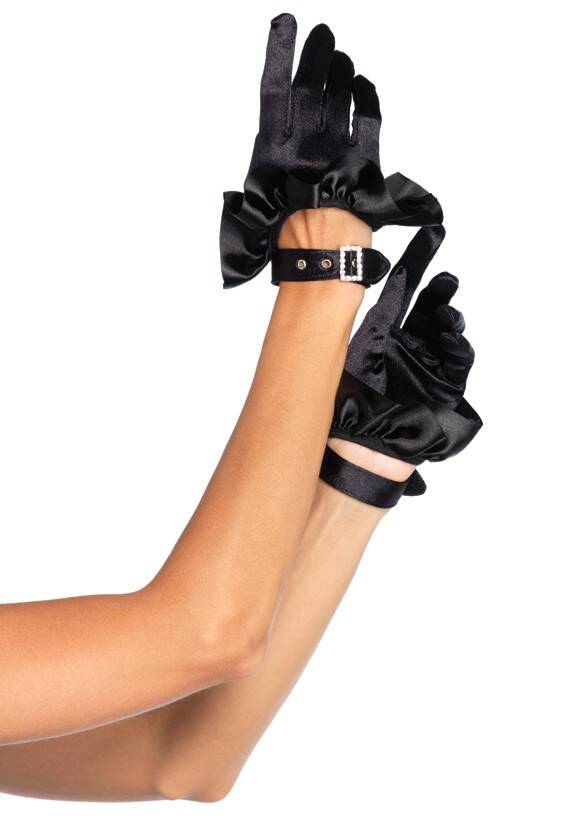 Cropped Satin Ruffle Glove BLACK OS