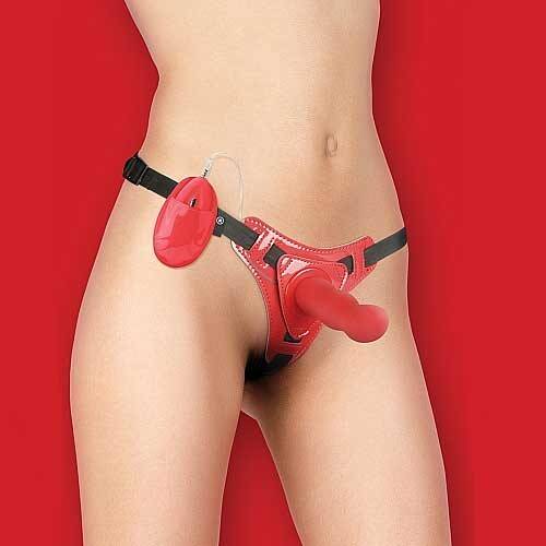 OUCH! VIBRATING DELIGHT STRAP-ON RED