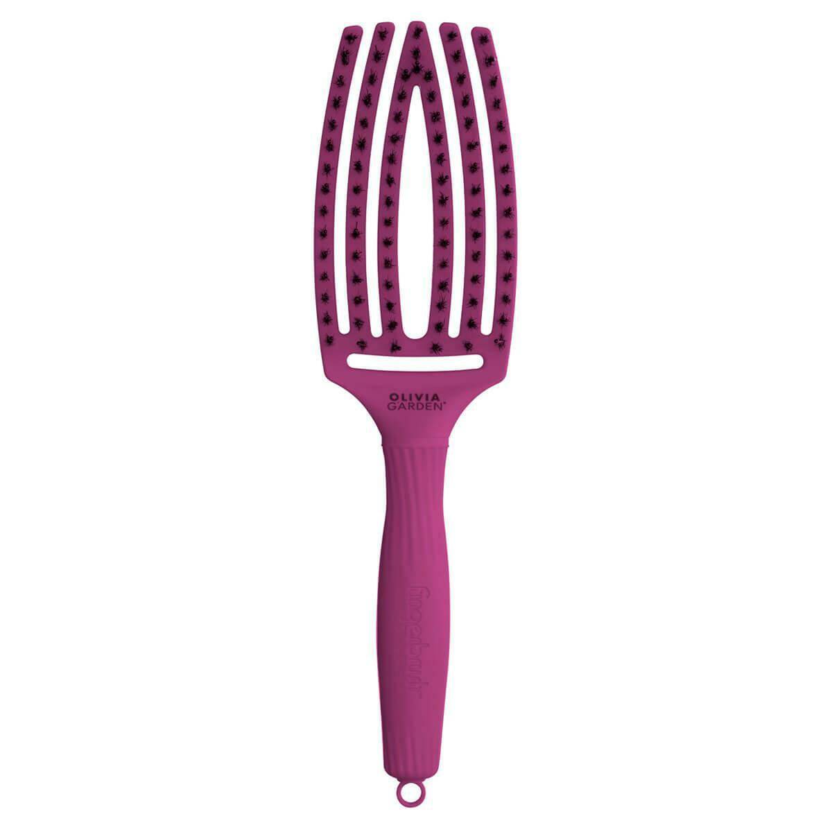 Olivia Garden Fingerbrush Amazonki Bright Pink, Szczotka do rozczesywania i masażu, włosie dzika - średnia