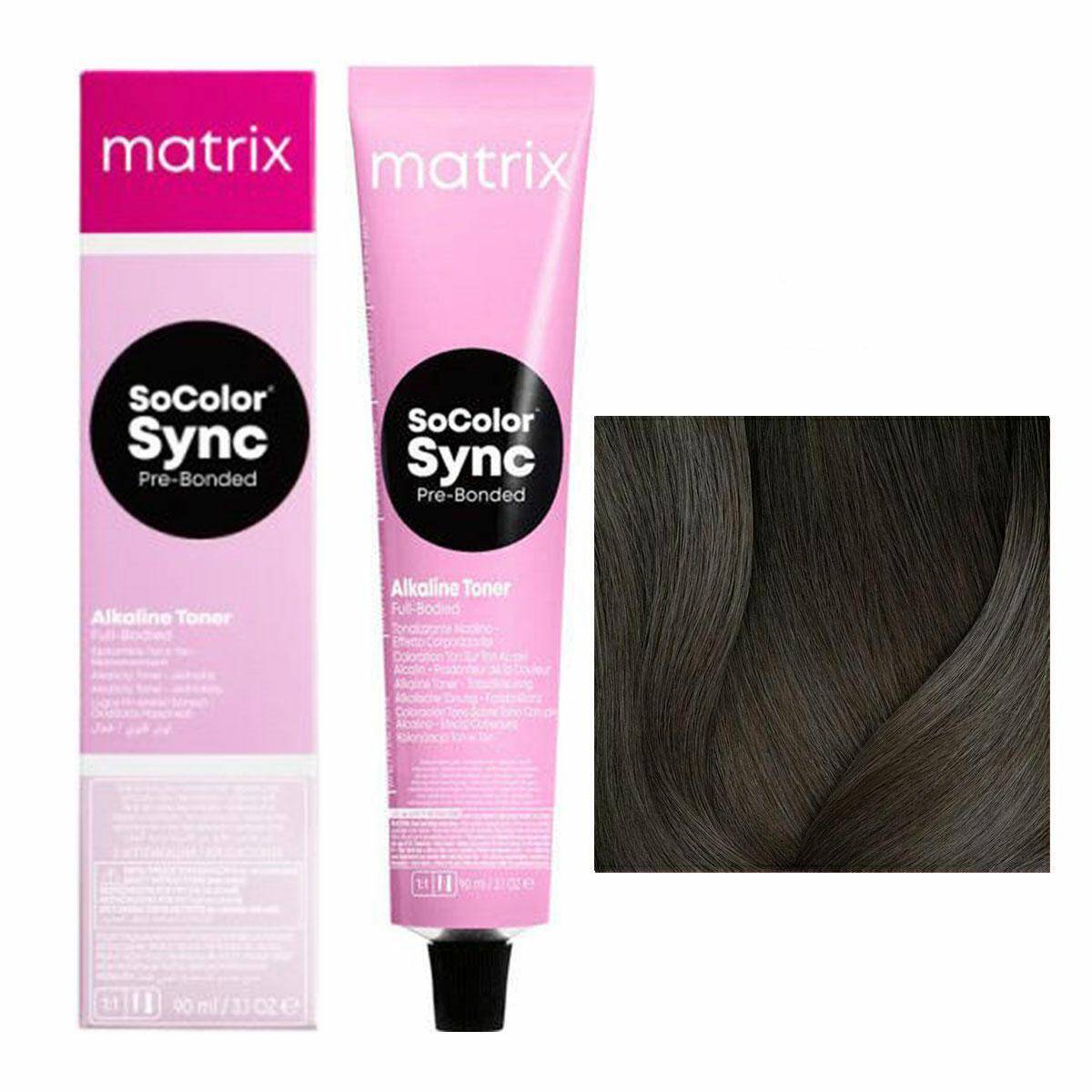 Matrix SoColor Sync Pre-Bonded Farba do włosów - 4T Średni brąz tytanowy