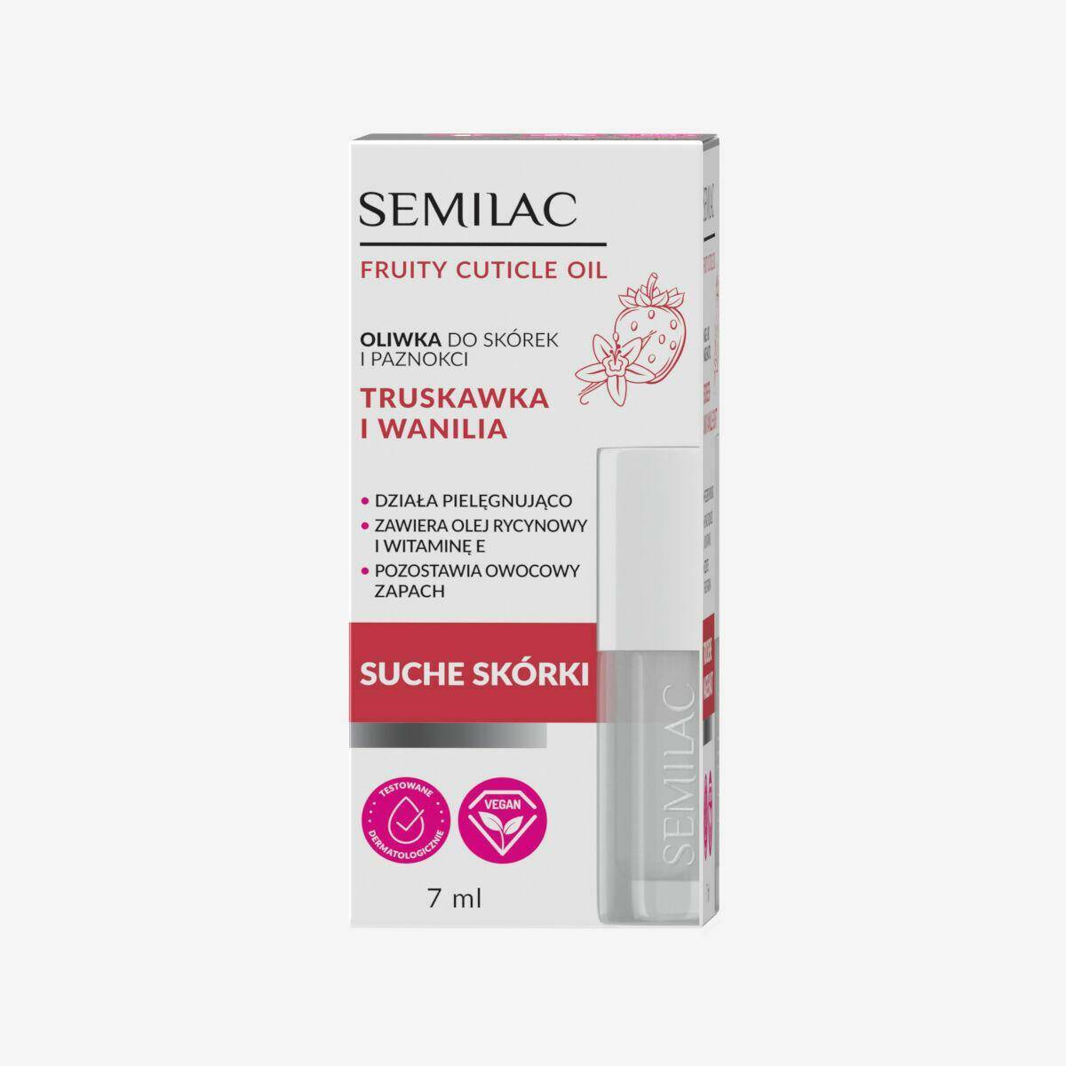 Semilac Nail oil, Oliwka do skórek i paznokci Strawberry Vanilla 7ml