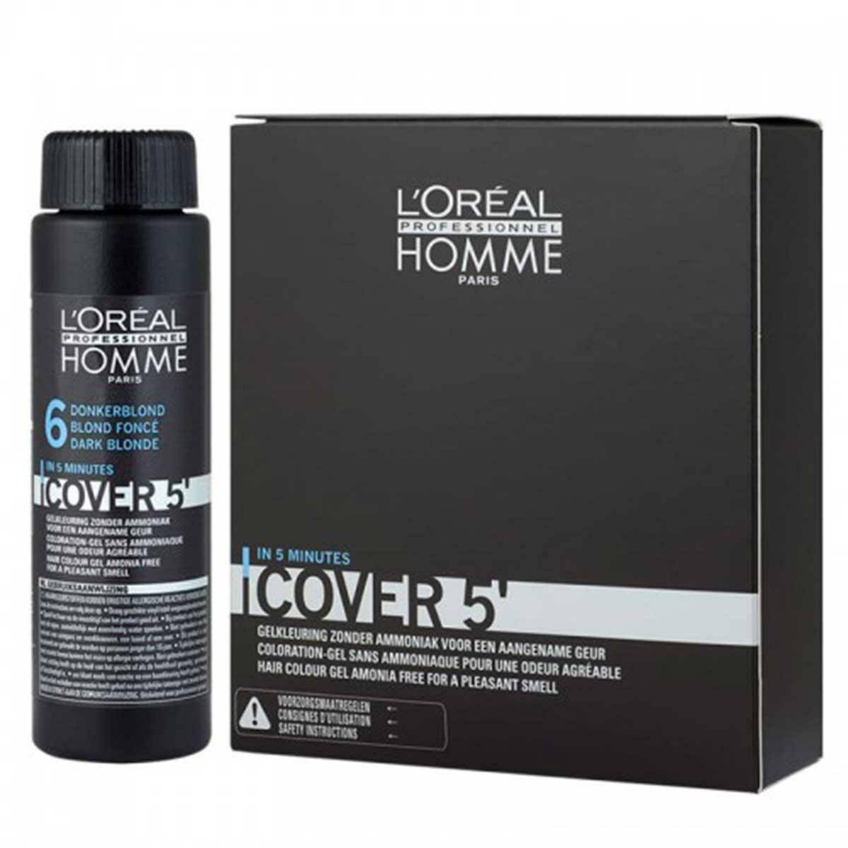Loreal Homme Cover 5 nr.6, Żel do koloryzacji włosów dla mężczyzn, 3x50ml
