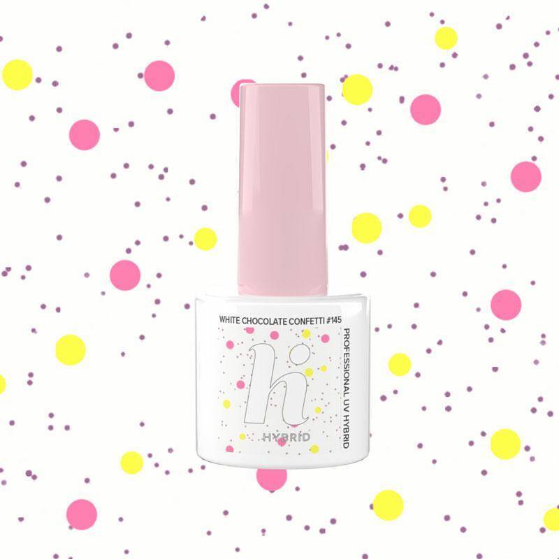 Hi hybrid Lakier hybrydowy - 145 White Chocolate Confetti 5ml