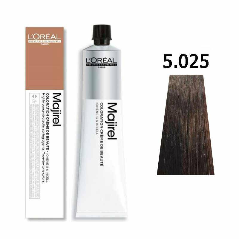 Loreal Majirel Farba do włosów - 5.025 Naturalny jasny brąz opalizująco-mahoniowy, trwała koloryzacja 50ml
