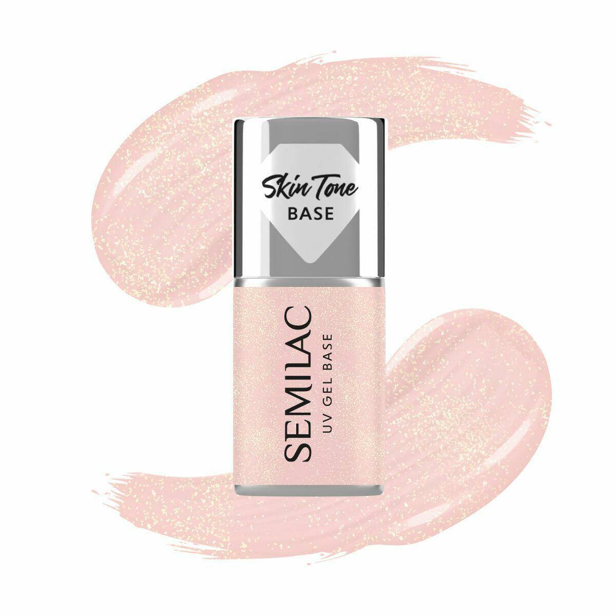 Semilac Baza do lakierów hybrydowych Skin Tone Cover Base Glitter Peach 7ml
