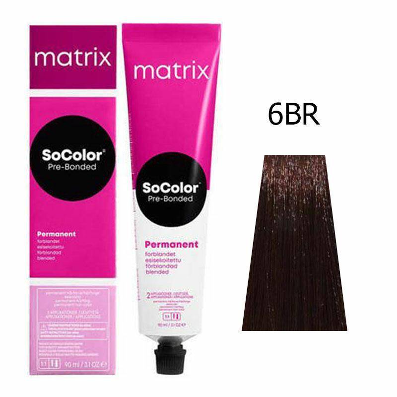 Matrix SoColor Pre-Bonded Farba do włosów - 6BR Ciemny blond brązowo - czerwony, trwała koloryzacja 90ml