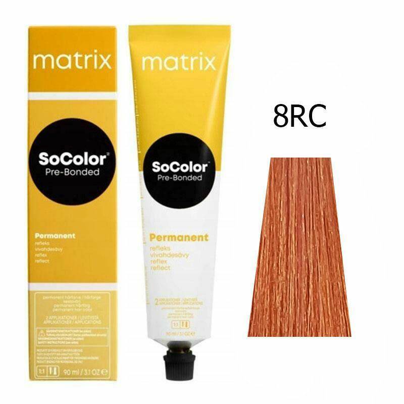 Matrix SoColor Pre-Bonded Farba do włosów - 8RC Jasny blond czerwona miedź, trwała koloryzacja 90ml