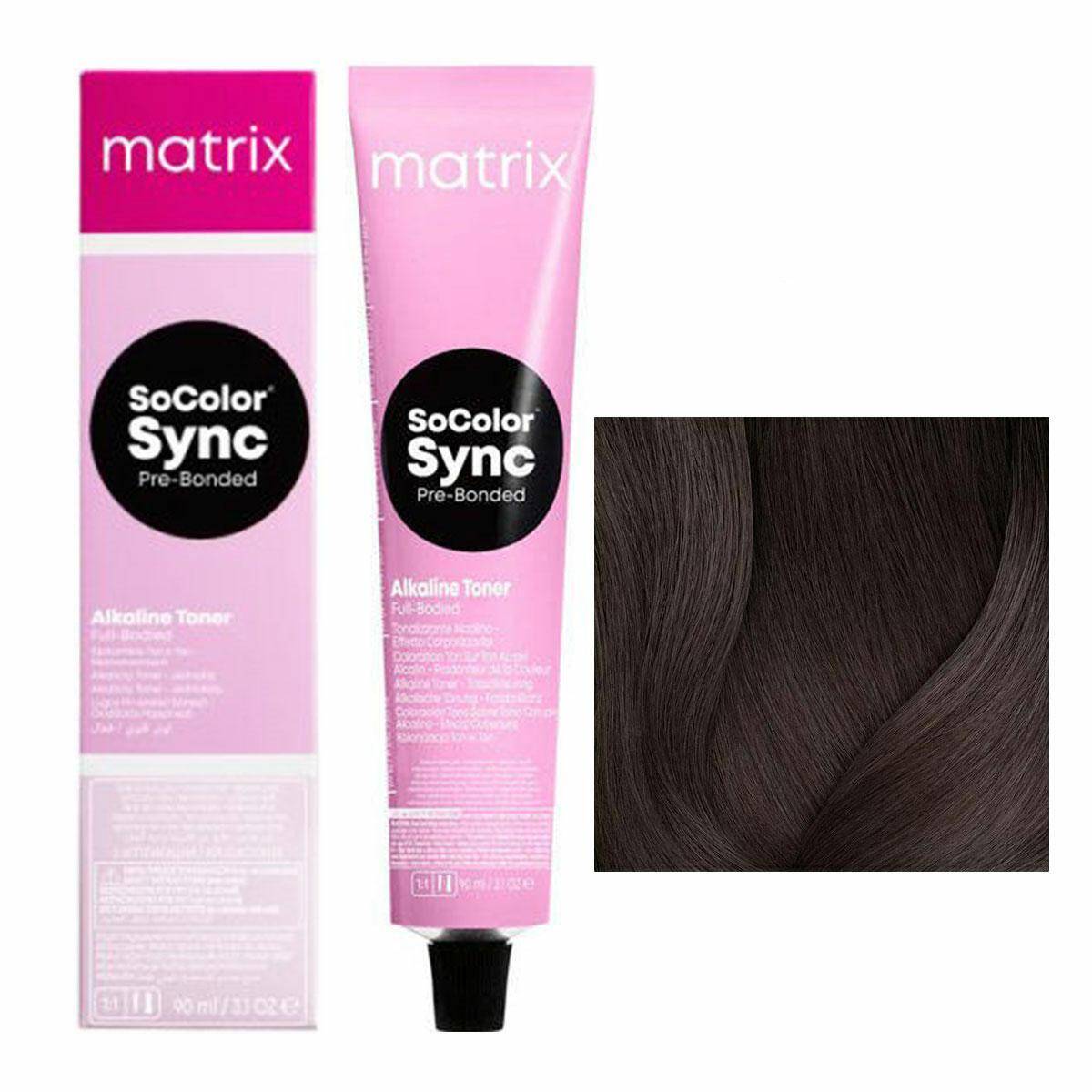 Matrix SoColor Sync Pre-Bonded Farba do włosów - 4P Średni brąz perłowy