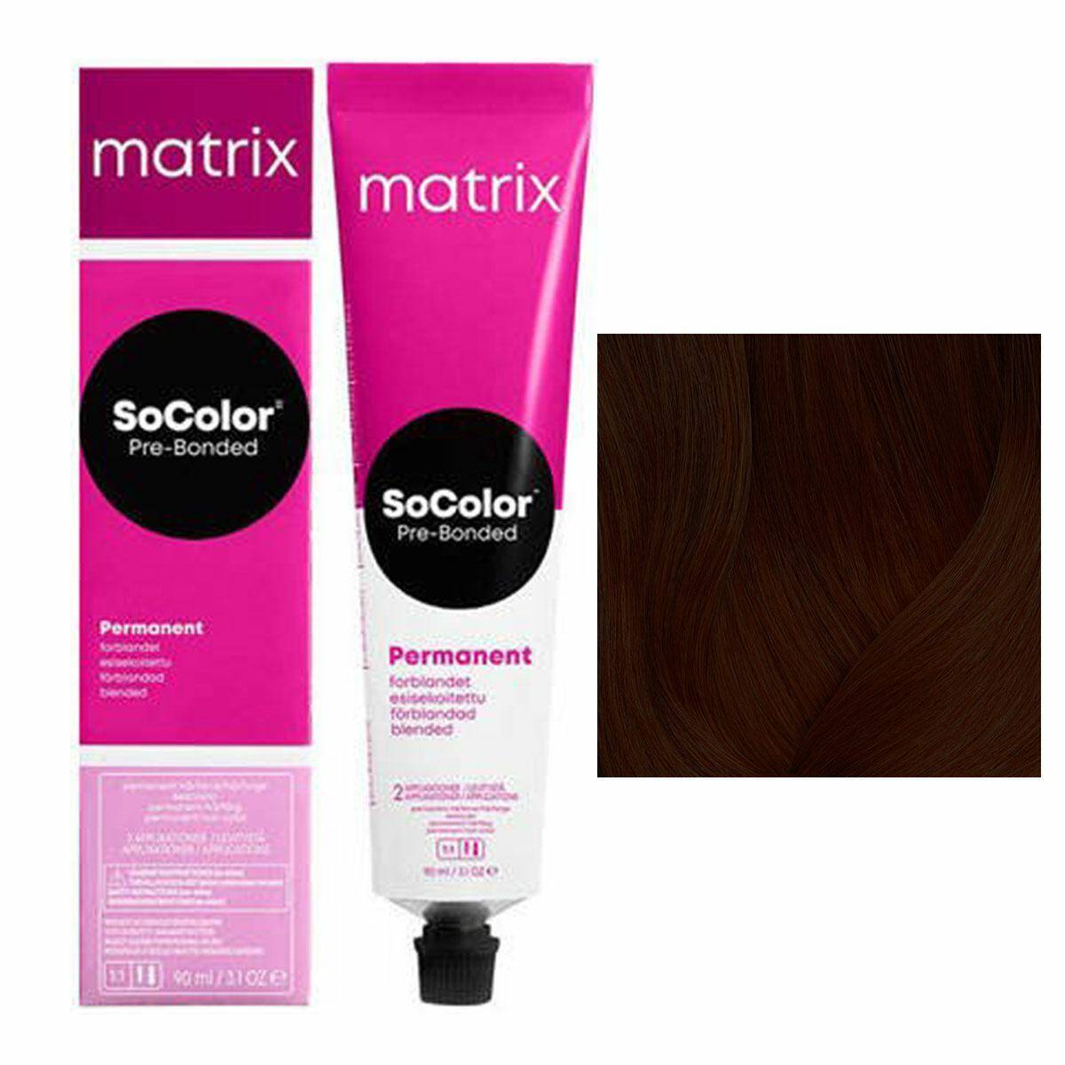 Matrix SoColor Pre-Bonded Farba do włosów - 4M Średni brąz mokka, trwała koloryzacja 90ml