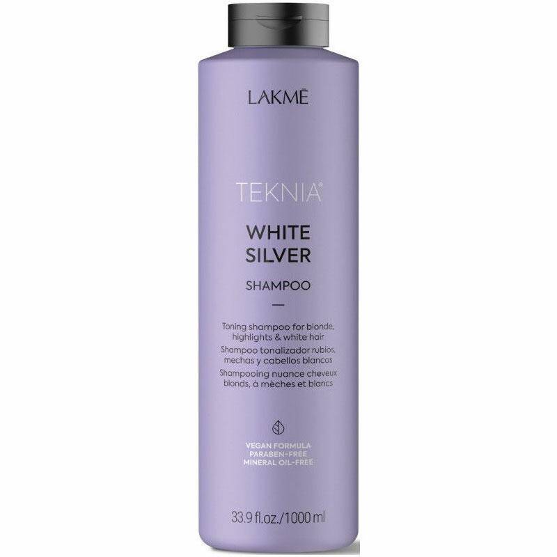 Lakme Teknia White Silver Szampon do włosów naturalnych lub farbowanych w odcieniach blond, rozjaśnianych oraz siwych 1000ml