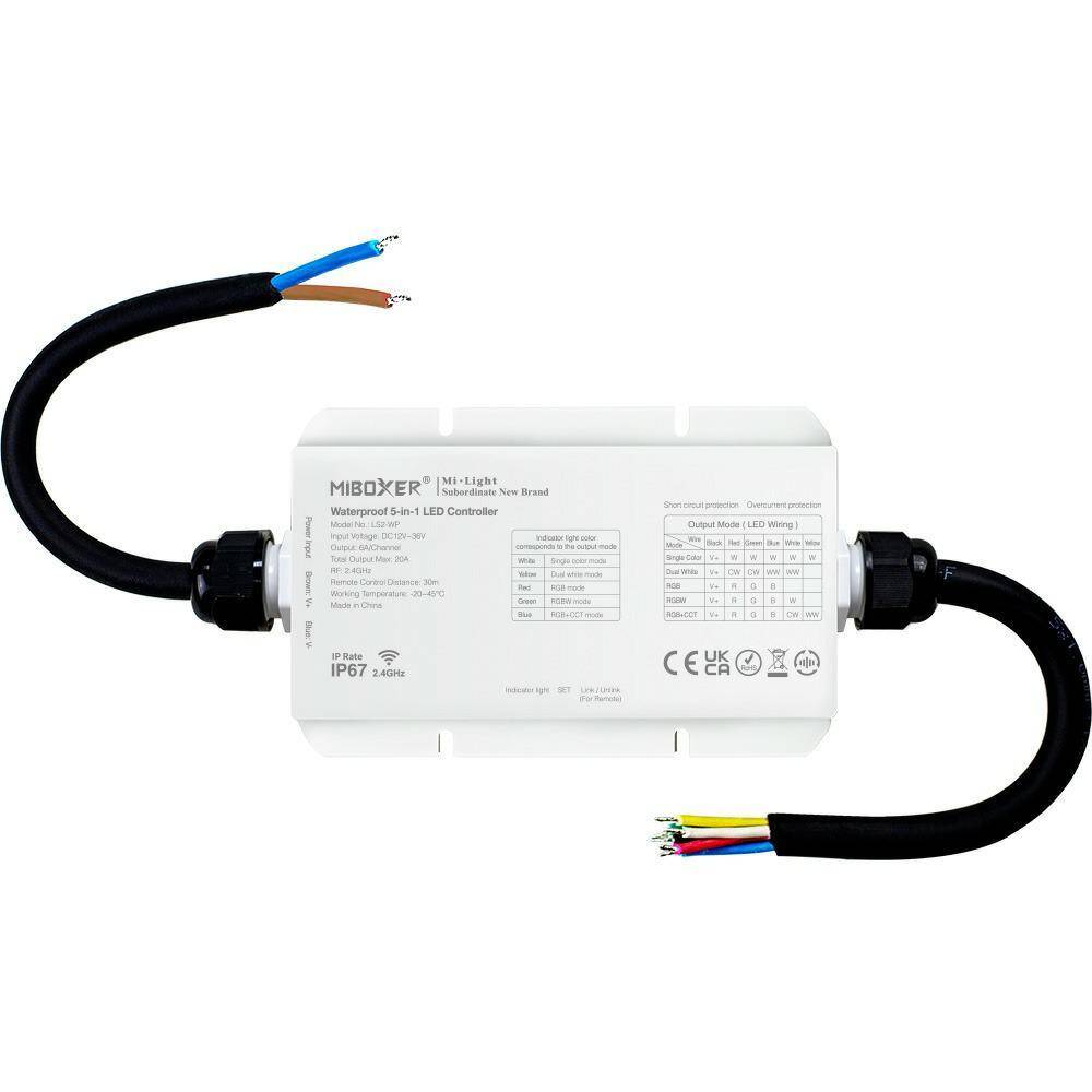 Sterownik Kontroler MONO CCT RGB RGBW RGBCCT 12-48V 20A Miboxer LS2-WP Wodoodporny 5w1 RF 2,4 GHz