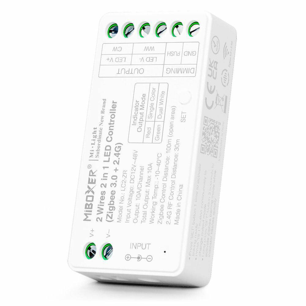 Ściemniacz Sterownik Taśma LED CCT dwuprzewodowa Miboxer LC2-ZR 2w1 MONO Zigbee 3.0 + RF 2.4G