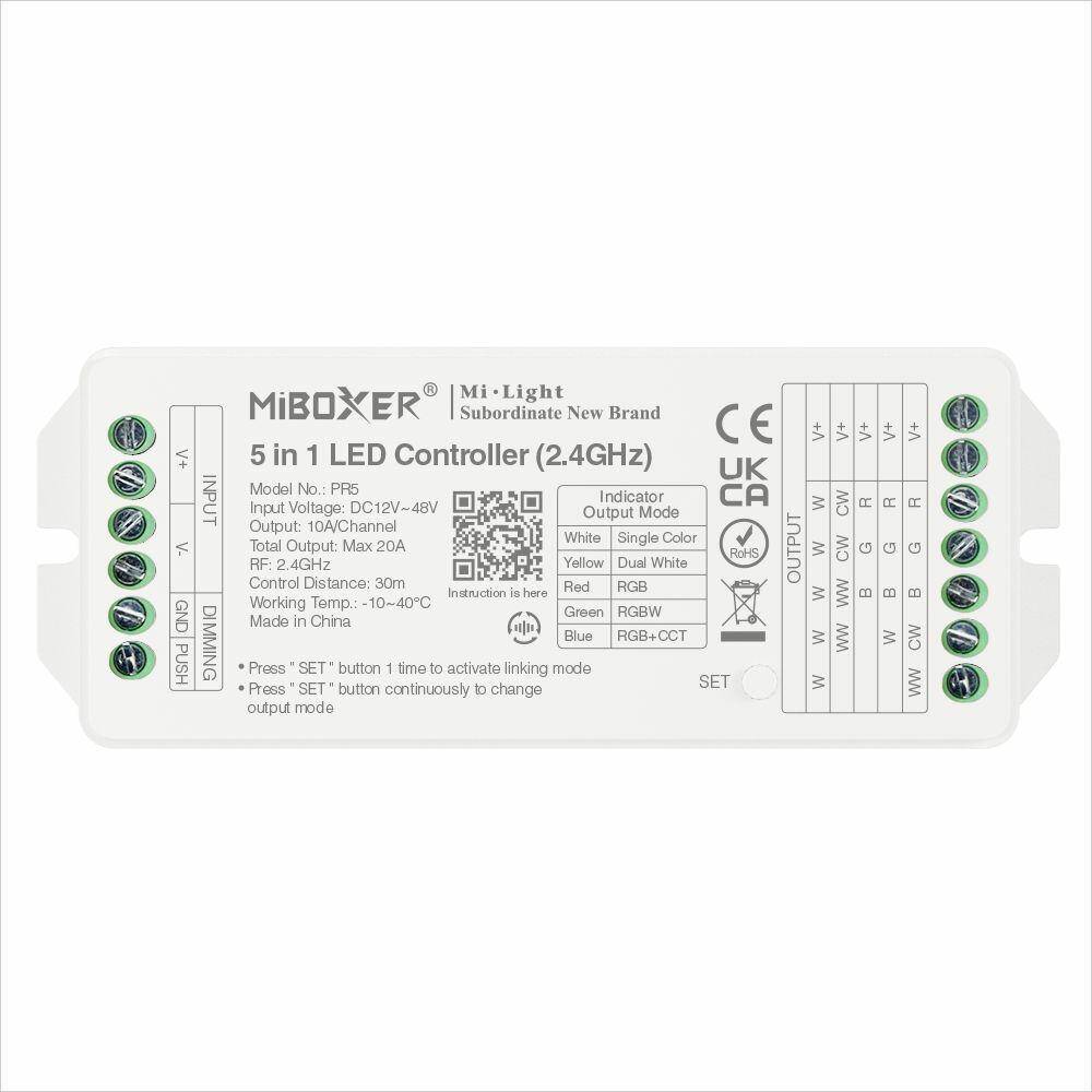 Kontroler MiBoxer PR5 5w1 12-48V 20A Mono CCT RGB RGBW