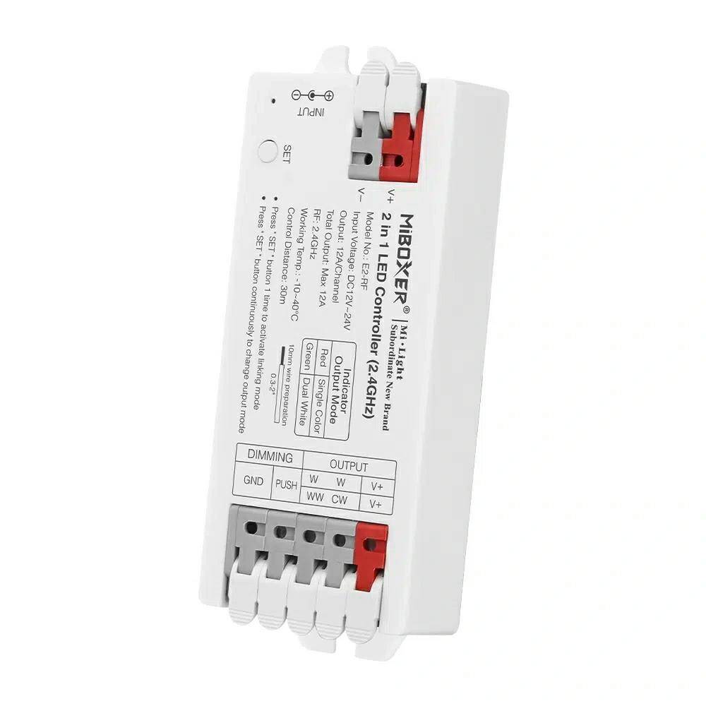 Kontroler MiBOXER E2-RF MONO CCT 2w1 RF 2,4GHz 12V-24V 12A Szybki Montaż