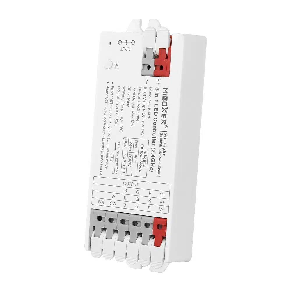 Kontroler MiBOXER E3-RF RGB RGBW RGBCCT 3w1 RF 2,4GHz 12V-24V 12A Szybki Montaż