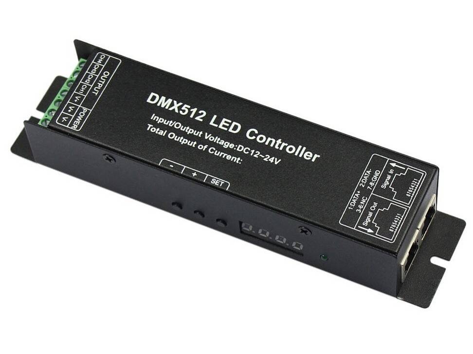 Kontroler Dekoder DMX 512 RGBW 4x4A 12-24V DC Slim - DISPLAY