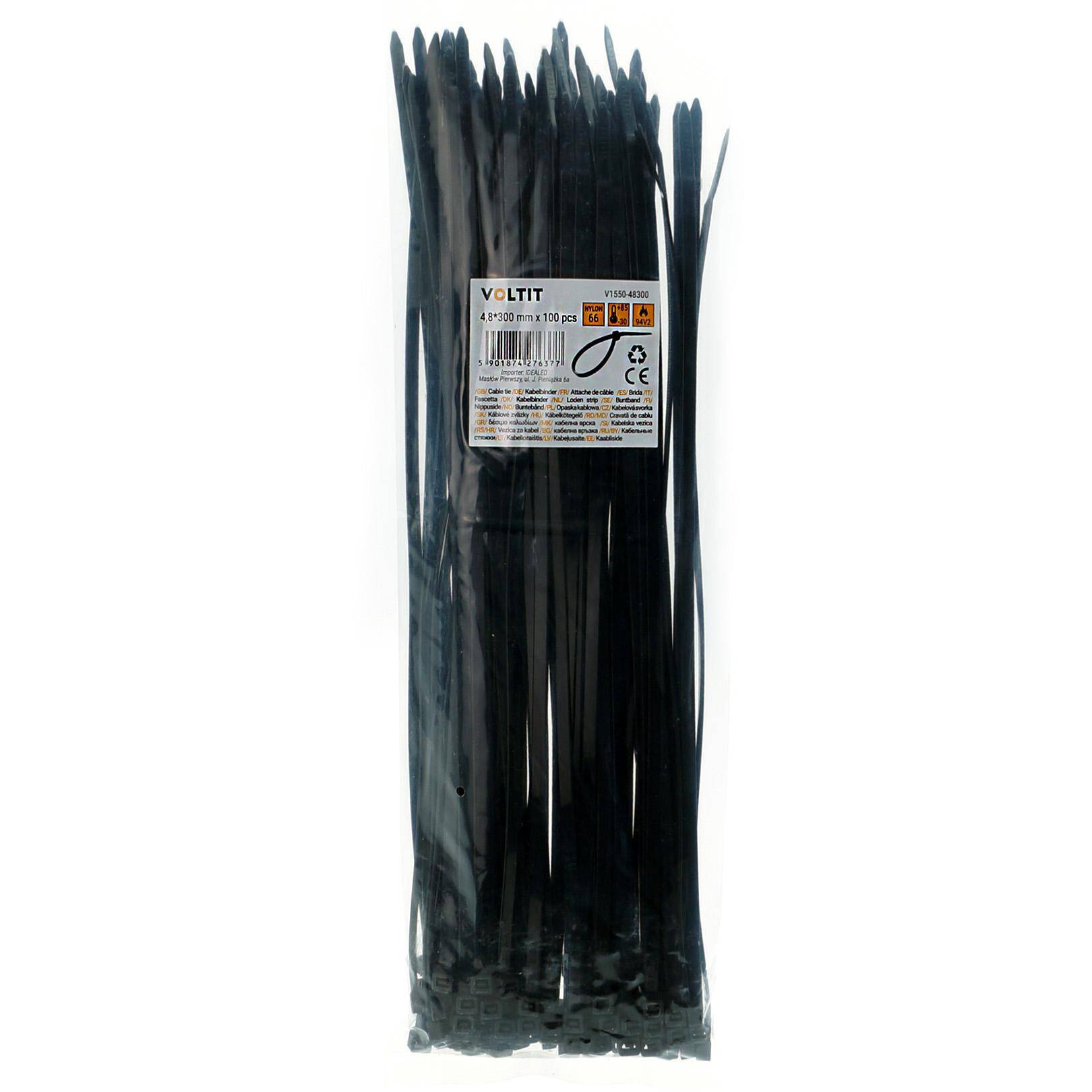 Cable tie 4,8*300 nylon 66  black