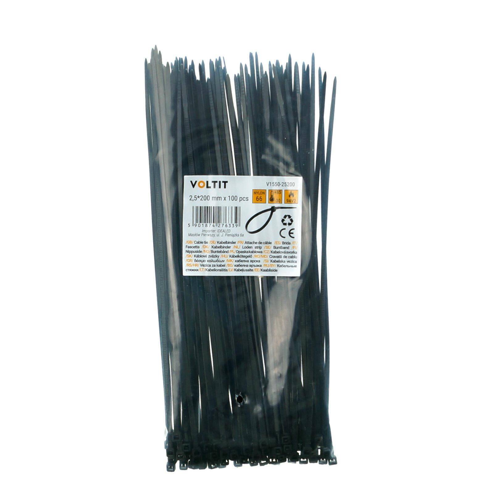 Cable tie 2,5*200 nylon 66  black