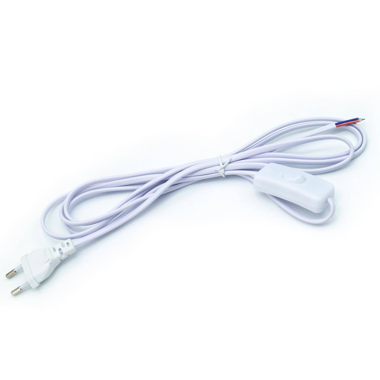 White 2,5m Cord with Plug 2x0,5