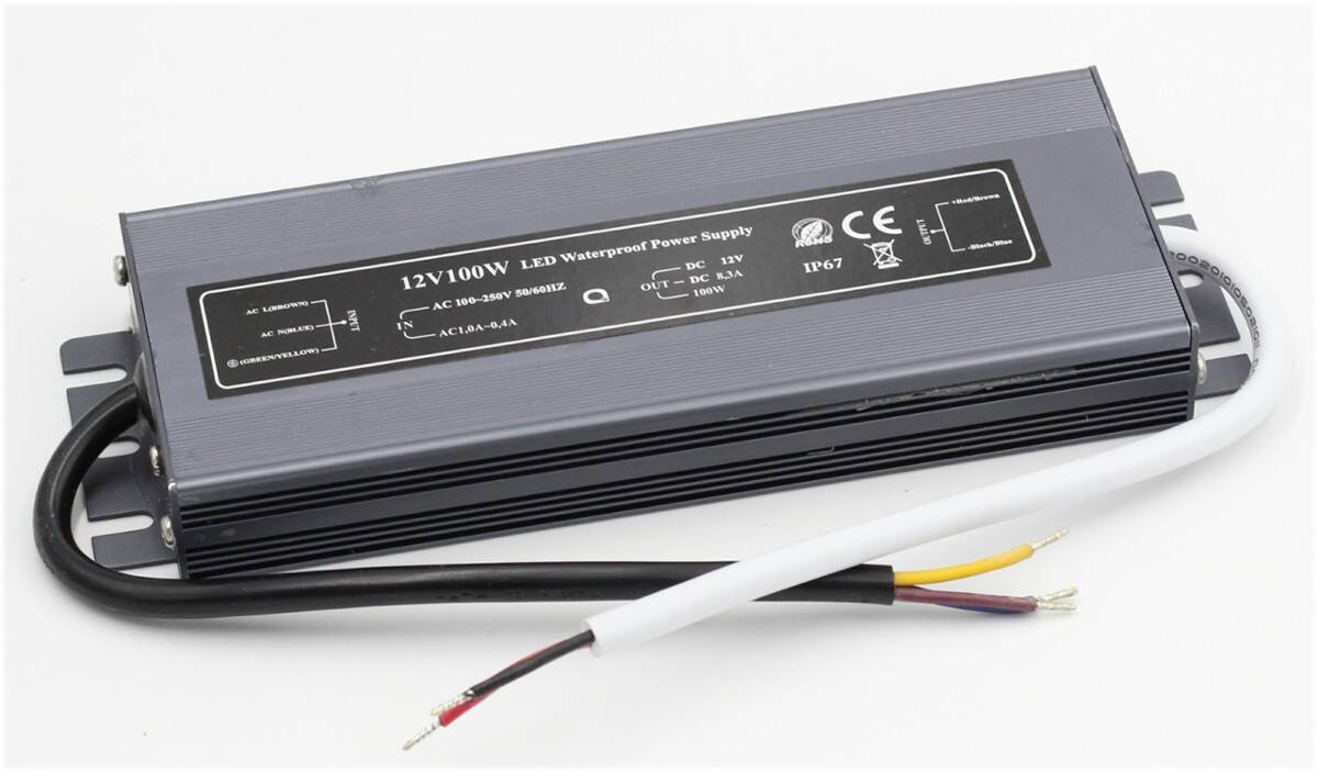 Waterproof LED Power Supply slim IP67 12V 8,3A 100W - idealed