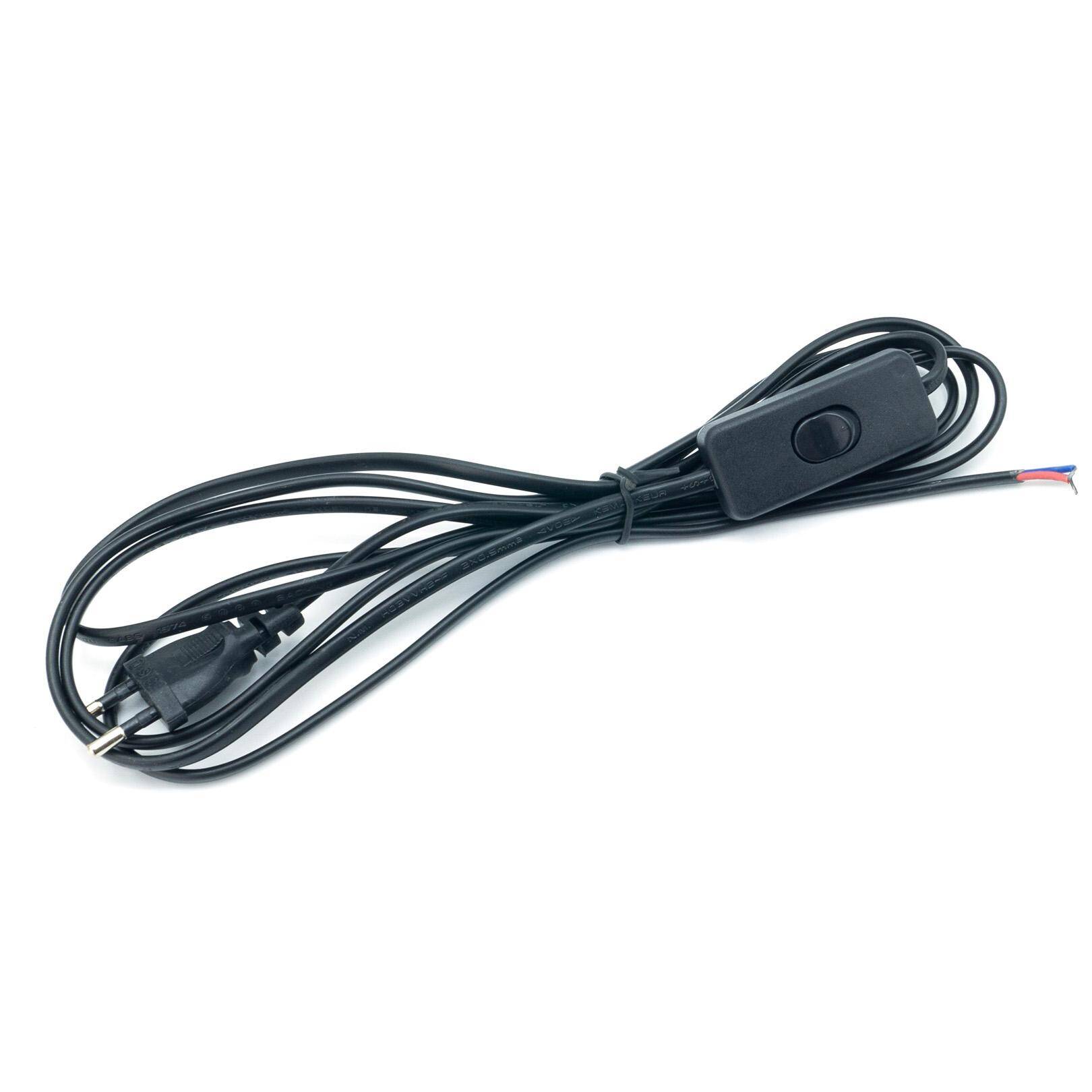 Black 2.5 m cable with 2x0.5 plug