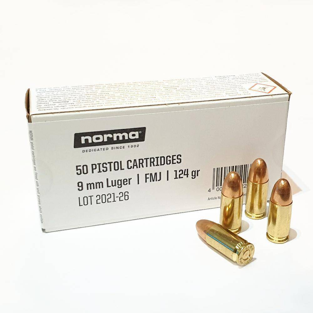 Amunicja NORMA 9 LUGER FMJ 8g/124gr