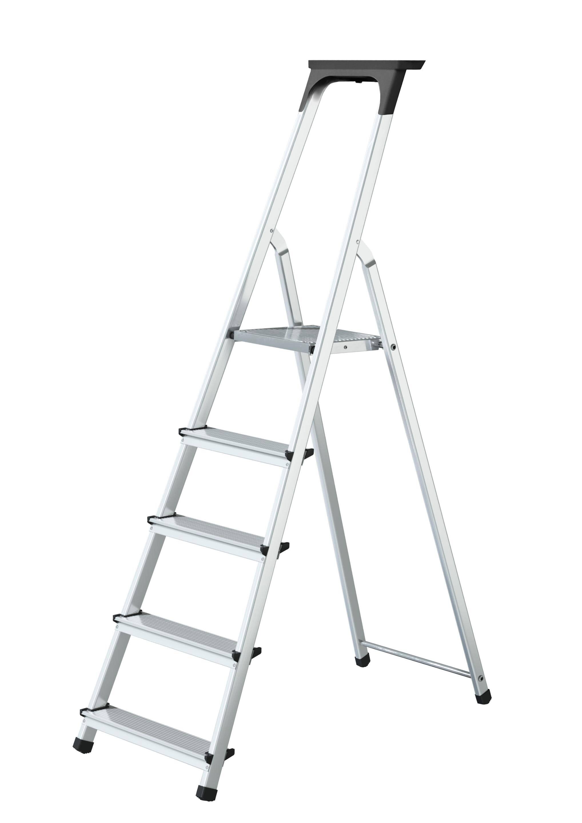 DRABINA ALU JEDNOSTR 1x 5 DOMO Z PÓŁKĄ
