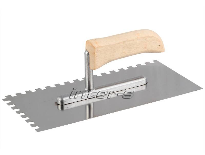 Tiling trowel, stainles steel, wooden handle