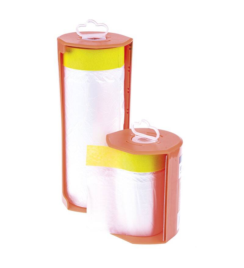Pre taped masking film with dispenser 550mm/20m