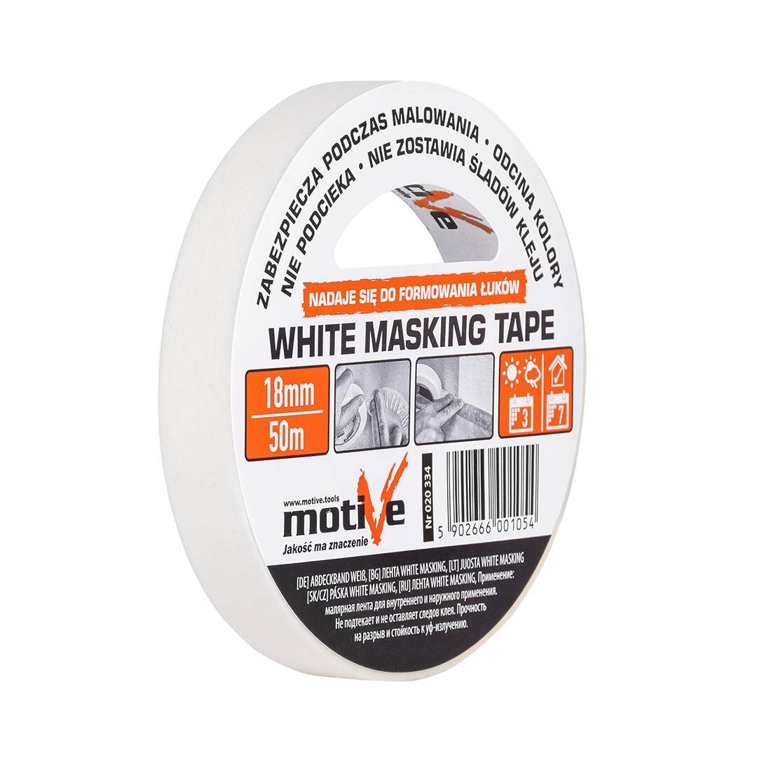 WHITE MASKING TAPE 18mm/50m MOTIVE