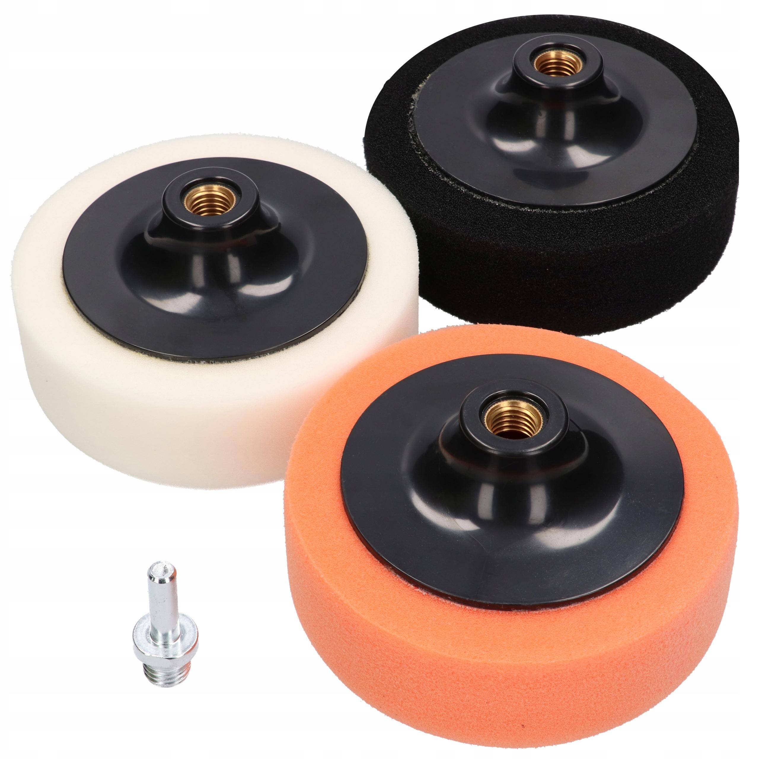 ZESTAW GĄBEK POLERSKICH Z ADAPTEREM, 4 ELEMENTY - 125 MM