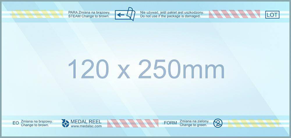 Flat sterilization pouches 120x250mm